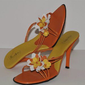 Charles David Orange Multi Slide Sandal